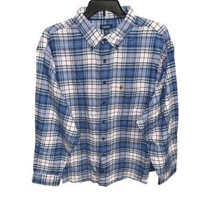 IZOD Stratton Flannel 3XL Shirt Men Bright Cobalt Blue Plaid Wicking Quick Dry